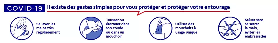 Infographie Covid 19 - Gestes simples pour vous protéger et protéger votre entourage