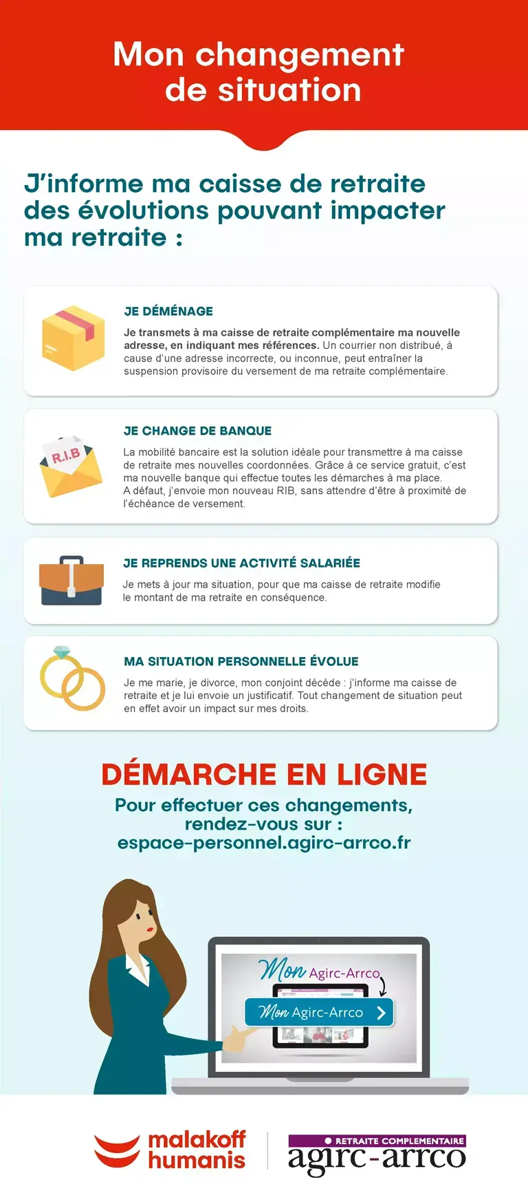Infographie changement de situation retraite