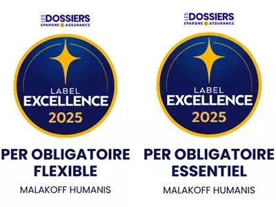 Logos label excellence 2025 PER OBLIGATOIRE FLEXIBLE et ESSENTIEL Malakoff Humanis
