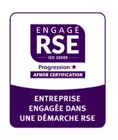 Logo ENGAGE RSE ISO 26000 - Progresssion AFNOR CERTIFICATION - Entreprise engagée dans une démarche RSE