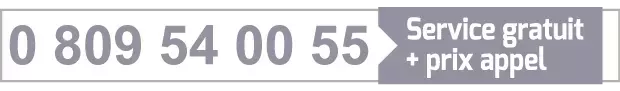 0 809 54 00 55 Service gratuit plus prix appel
